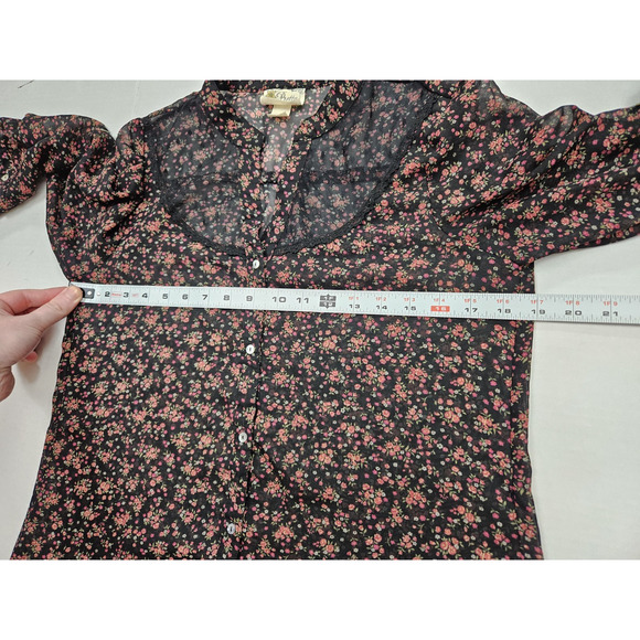 Y2K Sheer Blouse Women's Large Floral Button Front Top Fairy whimsygoth Lace - Picture 2 of 6